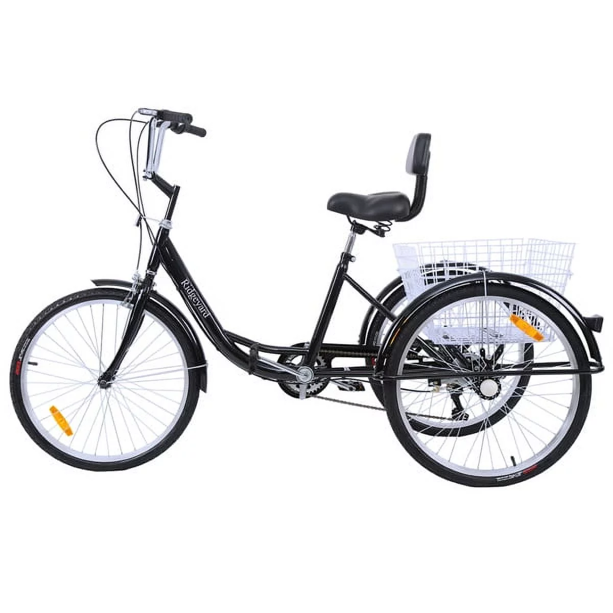 Black Adult Tricycle Cruise Bike, 24' Wheels, Equipped with a Large Size Basket - Curated Treasures Market