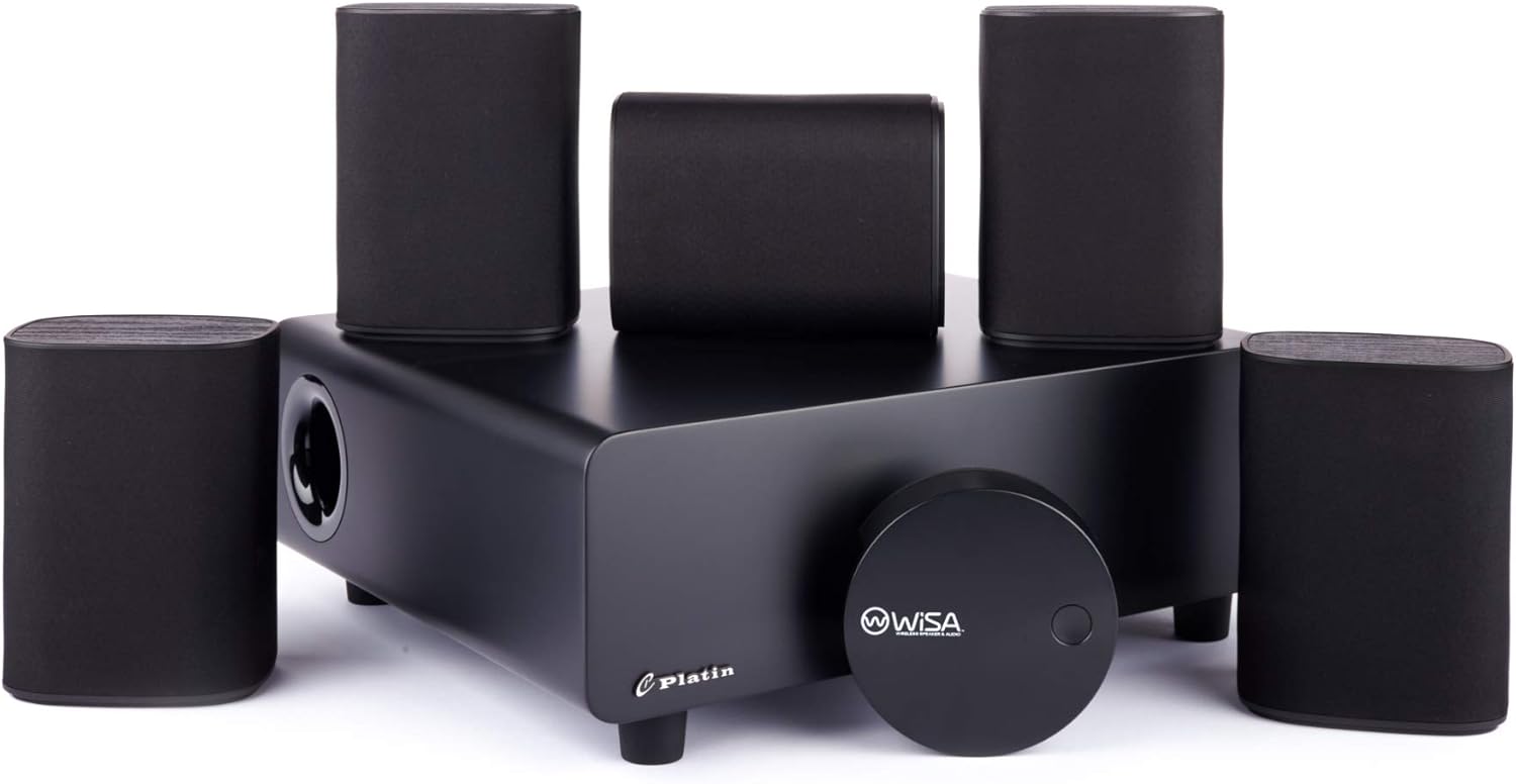 Platin Milan 5.1 with WiSA SoundSend | Home Theater System | Space-Saving Wireless Surround Sound for Smart TVs | Feature 5.1 Channels of