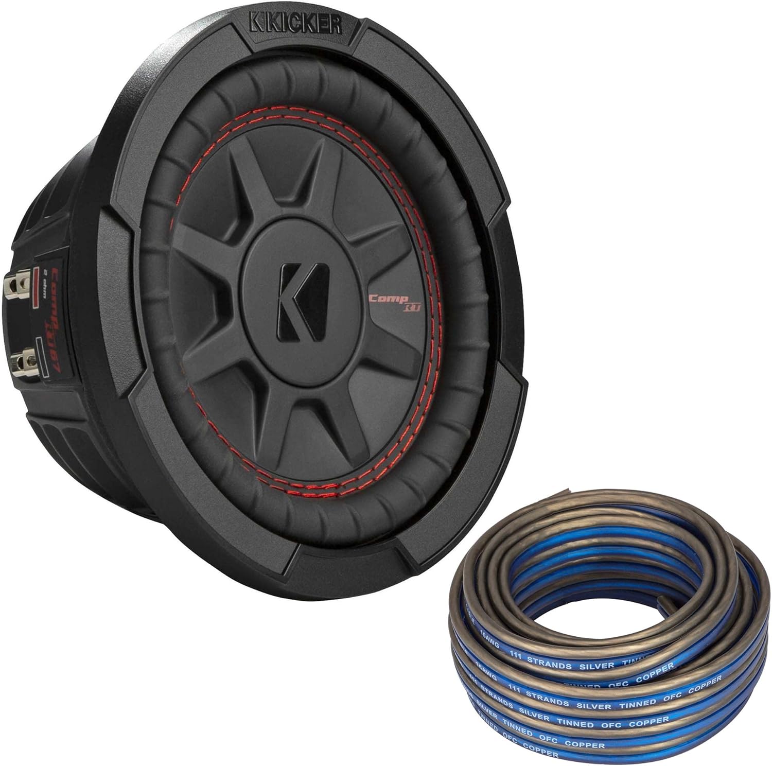 Kicker 48CWRT674 CompRT 6.75" Subwoofer, DVC, 4-ohm - Includes Speaker Wire