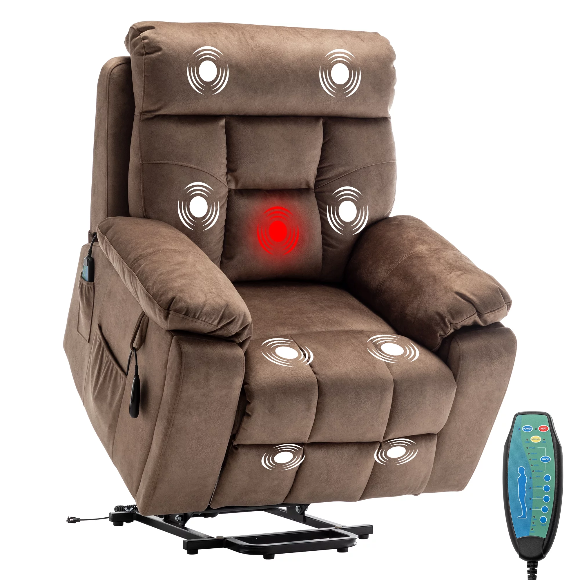 Power Lift Recliner Chair Recliners for Elderly with Heat and Massage, Recliner Chair for Living Room with Side Pocket and 2 Remote Controllers