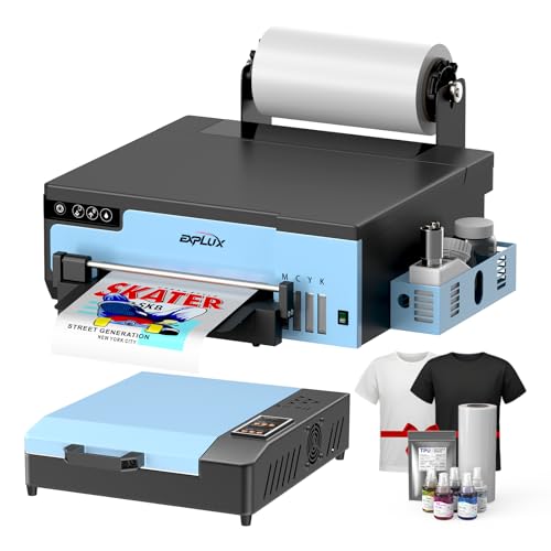 EXPLUX A4 DTF Printer,with XP600 printhead with Anti-Clogging Technology + 200% high Speed Printing,for DIY T-Shirt,Other Textiles,2-Year Ink Included