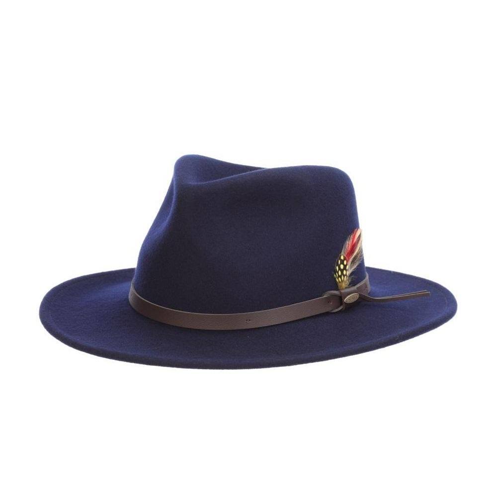 Scala Dakota Wool Crushable Outback Hat: Size: S Navy Blue