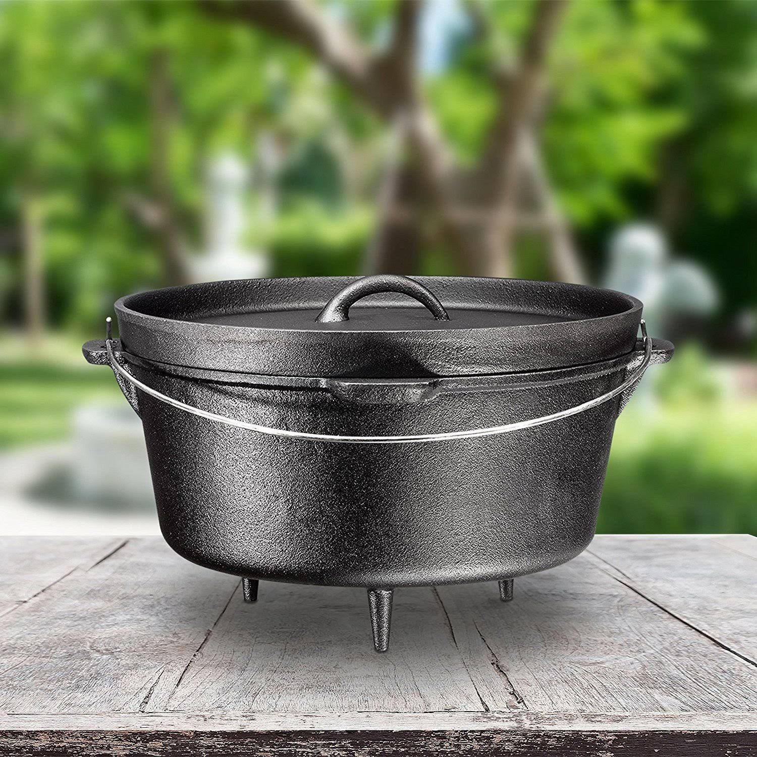 Lodge D12DCO3 Cast Iron Dutch Oven, Black, 8 qt