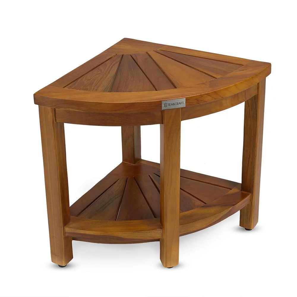The SAGA Teak Corner Shower Bench Seat for Bathroom Waterproof Shower Stool Fully Assembled - Curated Treasures Market