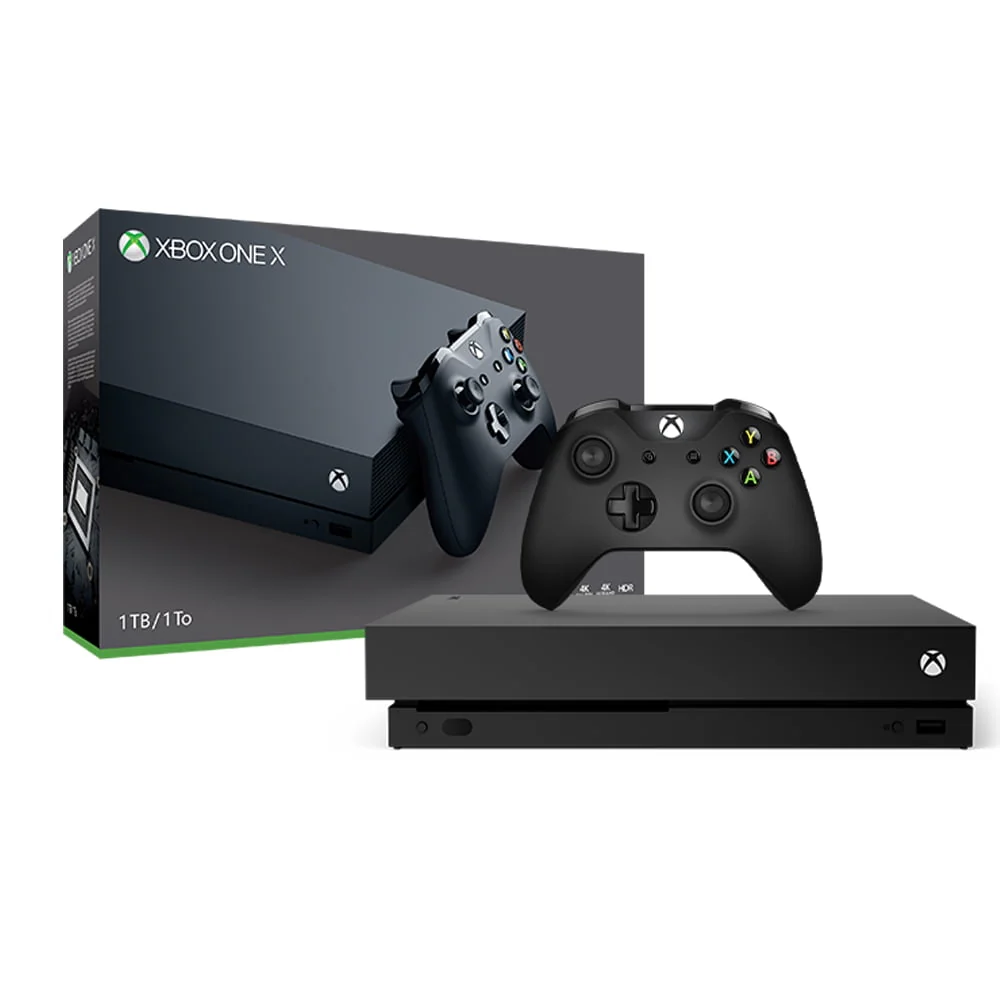 Refurbished Microsoft Factory Xbox One X 1TB, 4K Ultra HD Gaming Console in Black, FMQ-00042, 889842246971