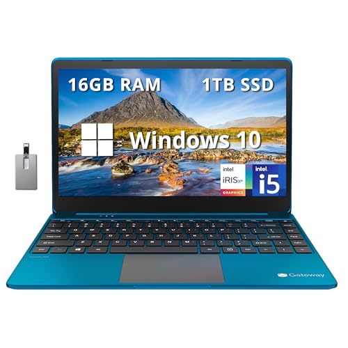 Gateway Ultra Slim Laptop, 14.1" IPS FHD Display, Intel Core i5-1135G7, 16GB RAM, 1TB SSD, Intel Iris Xe Graphics, 1.0 MP Camera, Fingerprint Scanner