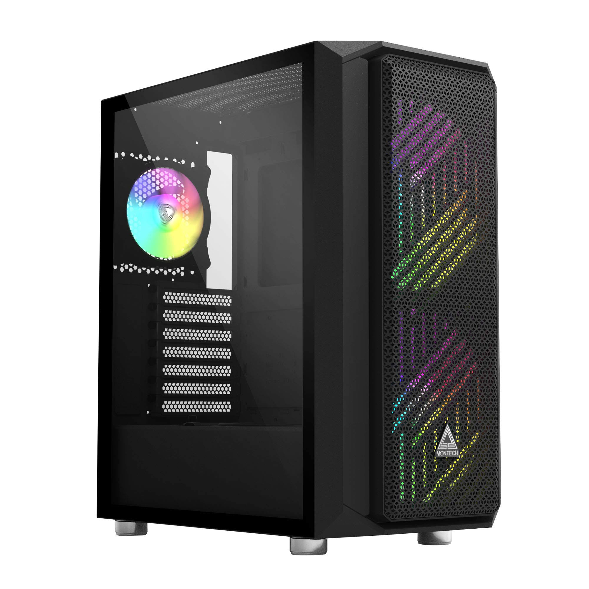Montech Air x ATX Mid-Tower Case, Super High Airflow, Pre-Installed Dual 200mm ARGB Fans, 120mm ARGB Fan, ARGB Controller, Mothe