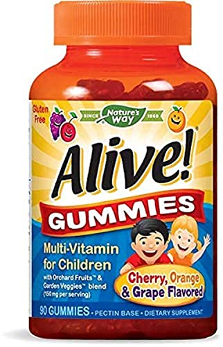 Nature's Way Alive! Children's Premium Gummy Multivitamin, Fruit and Veggie Blend (150mg per Serving), Gluten Free, Made with Pectin, 90 Gummies