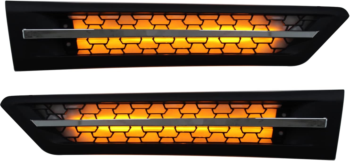 BOLANTON Cascadia Side Grille Air Intake Vent Replacement with LED Lights Left Right Pair for Freightliner Cascadia 2018+ (Green)