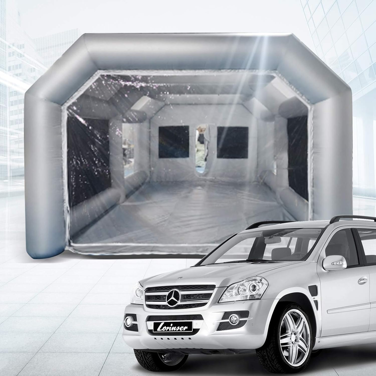 Portable Inflatable Paint Booth, 26x13x10Ft Inflatable Spray Booth, Car Paint Tent w/Two Air Filter System, Upgraded Blow Up Spray Booth Tent
