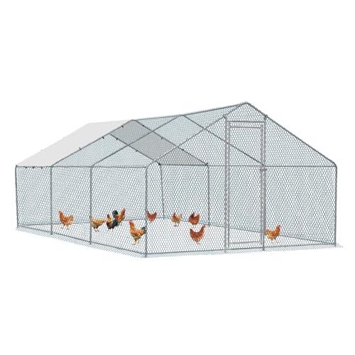 Outvita Chicken Coop, 13×10 FT Large Metal Chicken House, Poultry Habitat Cage with Waterproof Cover