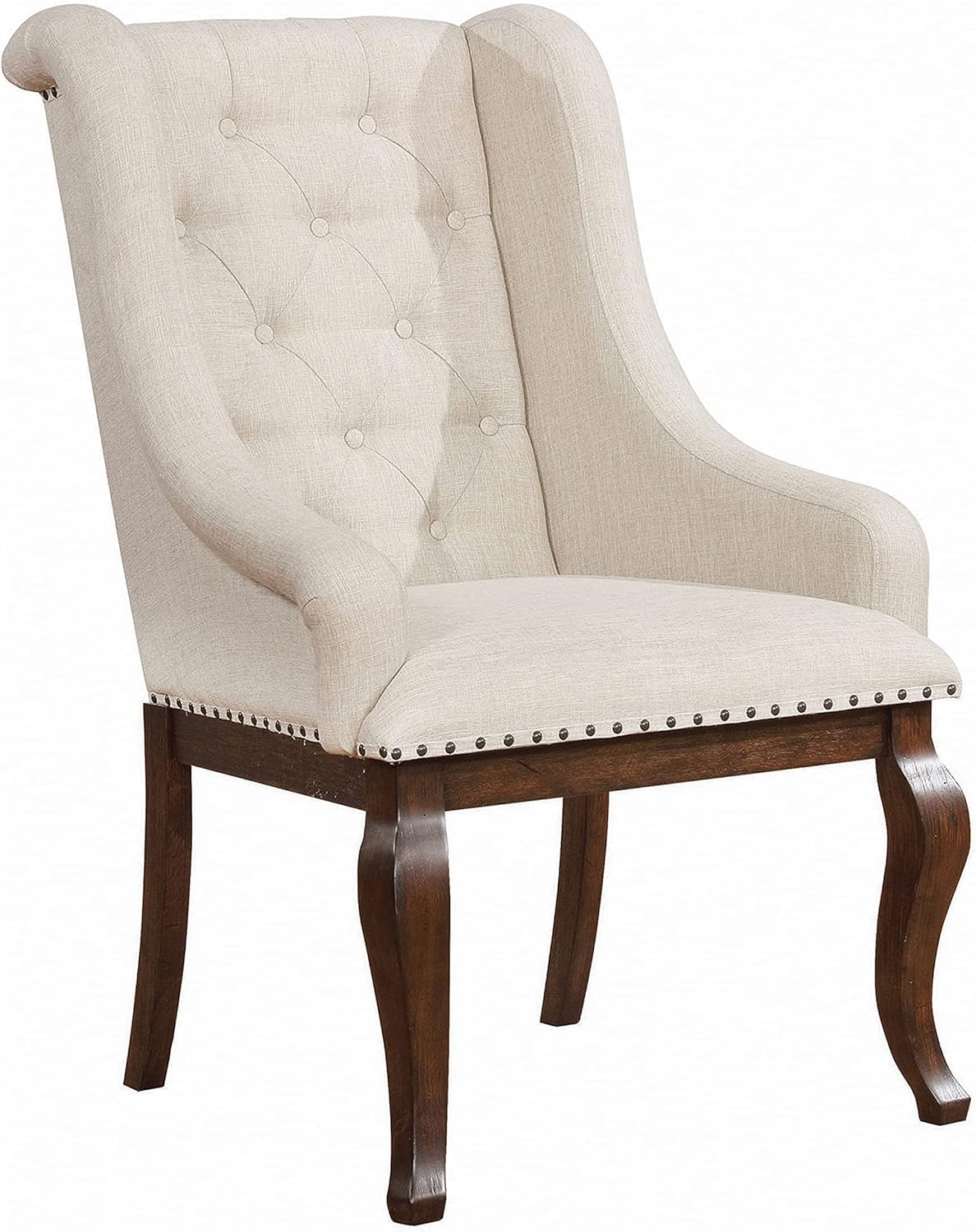 Coaster Home Furnishings Brockway Glen Cove Arm Chairs with Button Tufting and Nailhead Trim Antique Java and Cream (Set of 2)