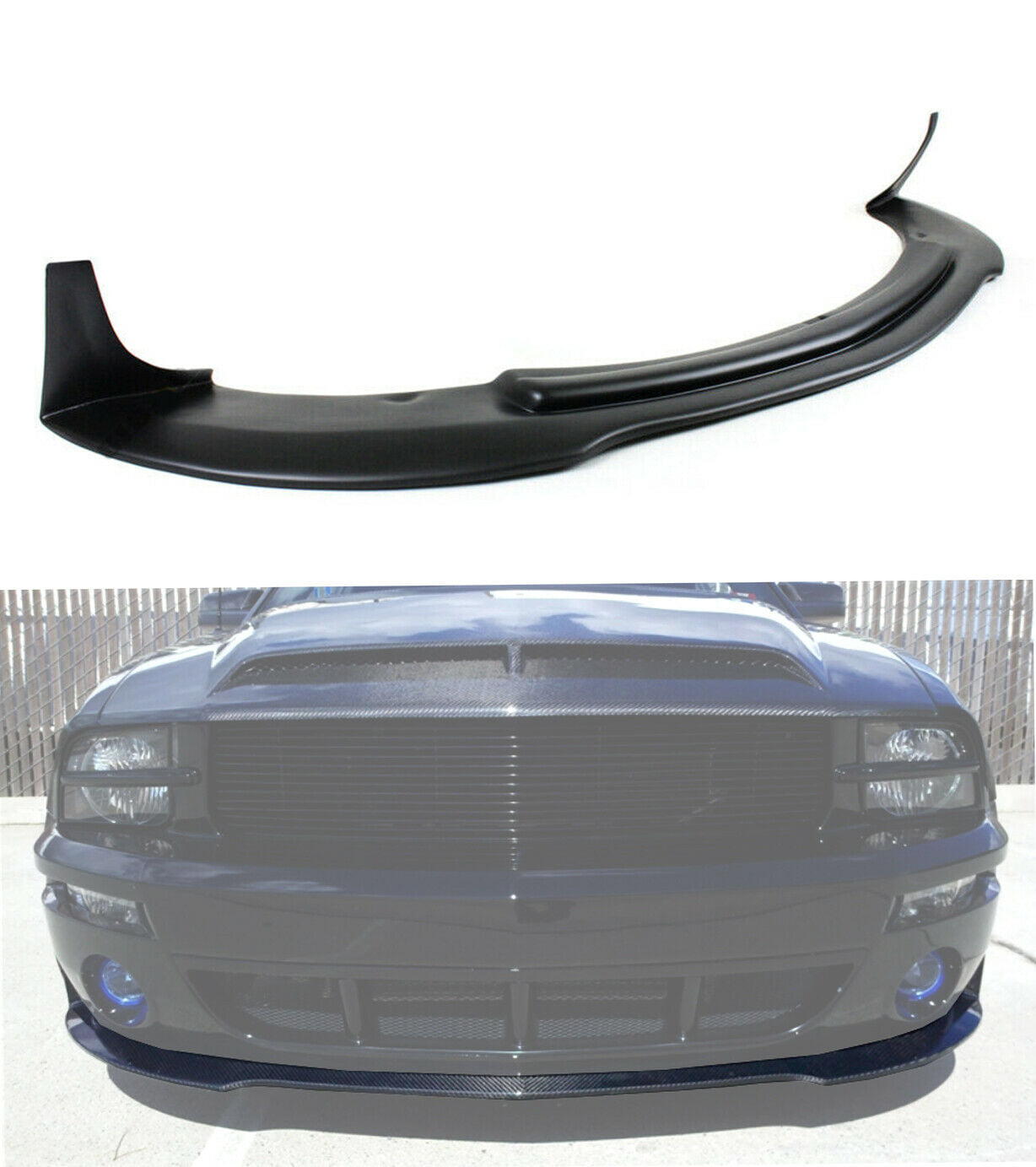 Fits 05-09 Ford Mustang V8 CV3 Front Bumper Chin Lip Spoiler Splitter-Matted Bk