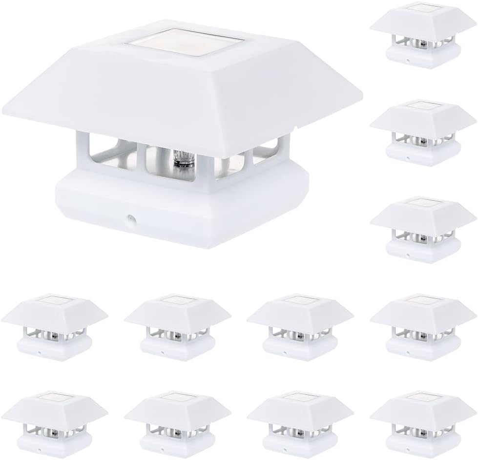 GreenLighting 12 Pack Veranda Solar Powered LED Post Cap Light for 4" x 4" Wood Posts (White)