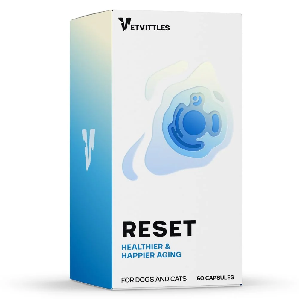 VetVittles Reset NAD Booster for Dogs and Cats - Effective NR and Resveratrol Supplement for Healthy Aging, Cellular Repair, Increased Energy