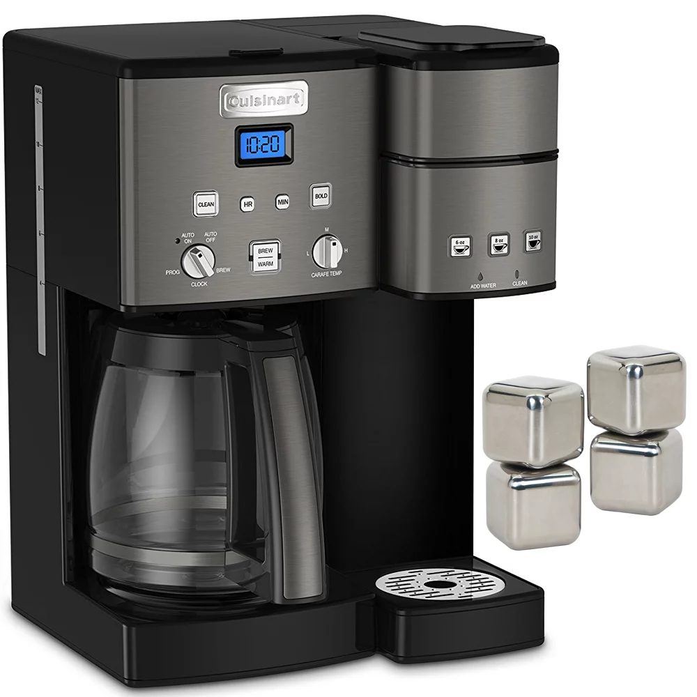 Cuisinart SS-15BKSP1 12 Cup Coffeemaker and Single Serve Brewer Bundle with Deco Essentials Stainless Steel Ice Cubes with Storage Case Reusable 4