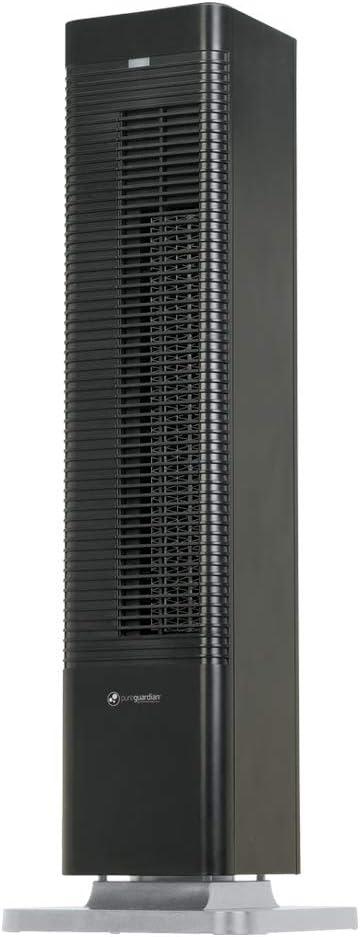 PureGuardian Guardian Technologies HTR410B Oscillating Whole Room Space Heater Tower & Fan with Remote Control, 27" Portable Heater, Black