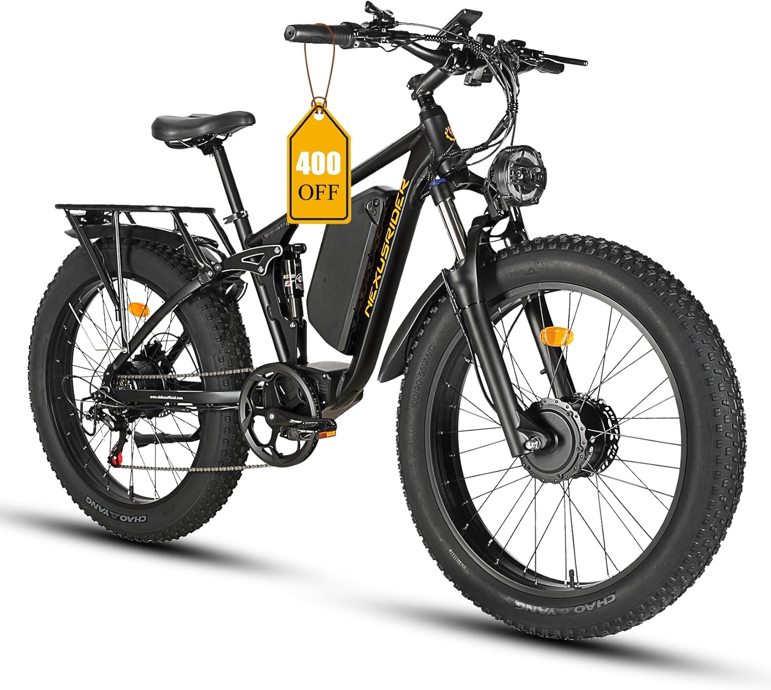 Electric Bike for Adults, Nexusrider Trailblazer 2000W 48V 22.4AH 35MPH AWD E Bike, 26"*4 Fat Tire, 7 Speed Gear, Dual Shock Absorber