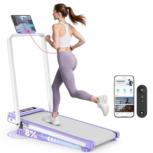 2025 Upgrade Walking Pad Treadmill with 8% Incline & Handle Bar, 3.5HP Portable Treadmill for Home Small