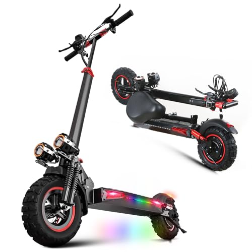 Offroad Electric Scooter with Seat,1200W eScooter for Adults,32 Miles Long Range & 34 Mph Fast Electric Scooters,11" Tires Scooter Height Adjustable