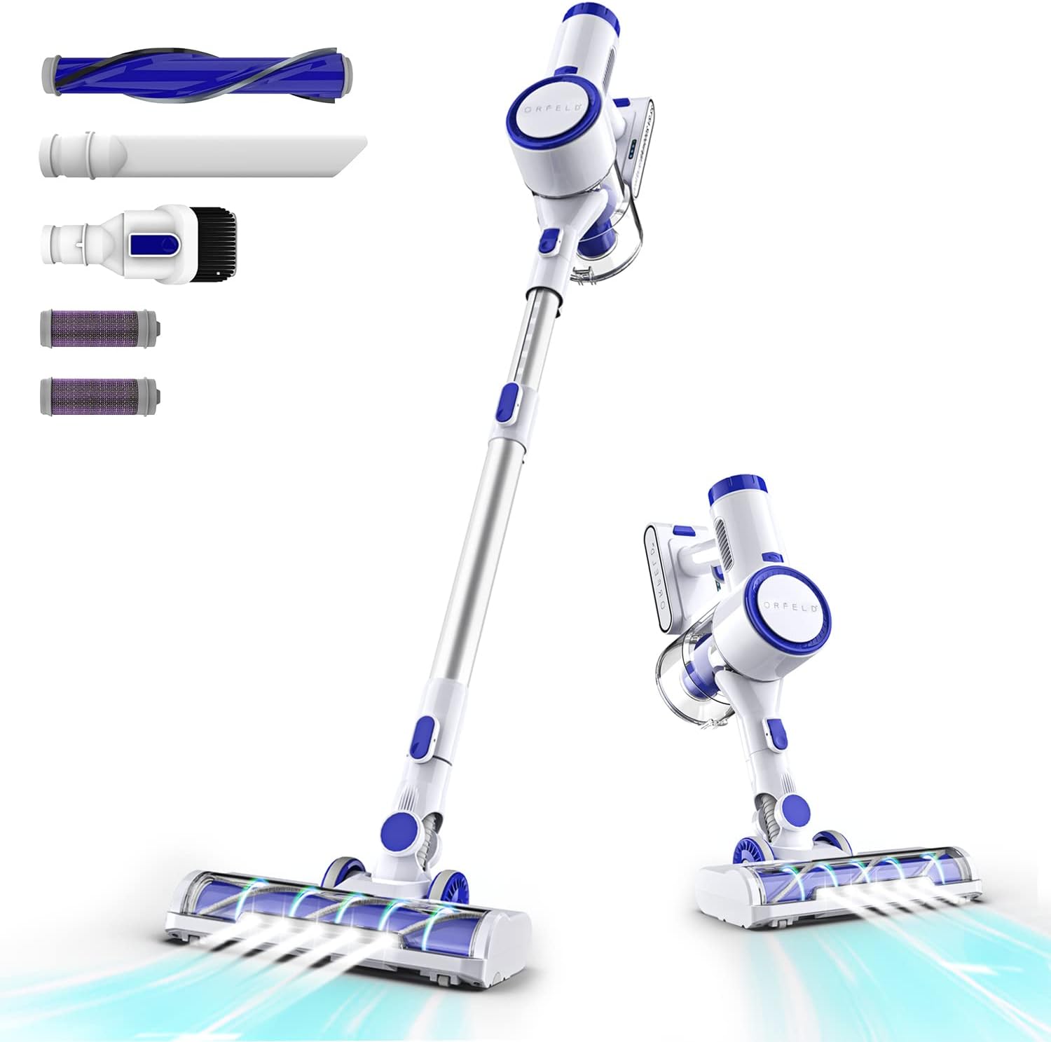 ORFELD Cordless Vacuum Cleaner - Upgraded 24000Pa Powerful Stick Vacuum, 6-in-1 Rechargeable Cordless Vacuum