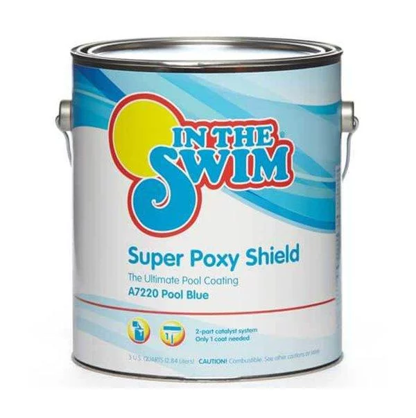 In The Swim 1 Gallon Pool Blue Super Poxy Shield - Epoxy-Base, High Gloss, Swimming Pool Paint - Long Lasting Stain Resistant A7210