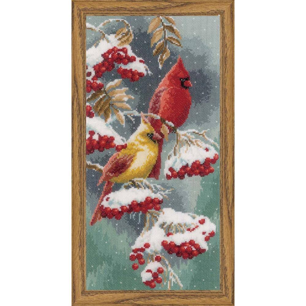 Vervaco Scarlet u0026 Snow-Cardinals Counted Cross-Stitch Kit