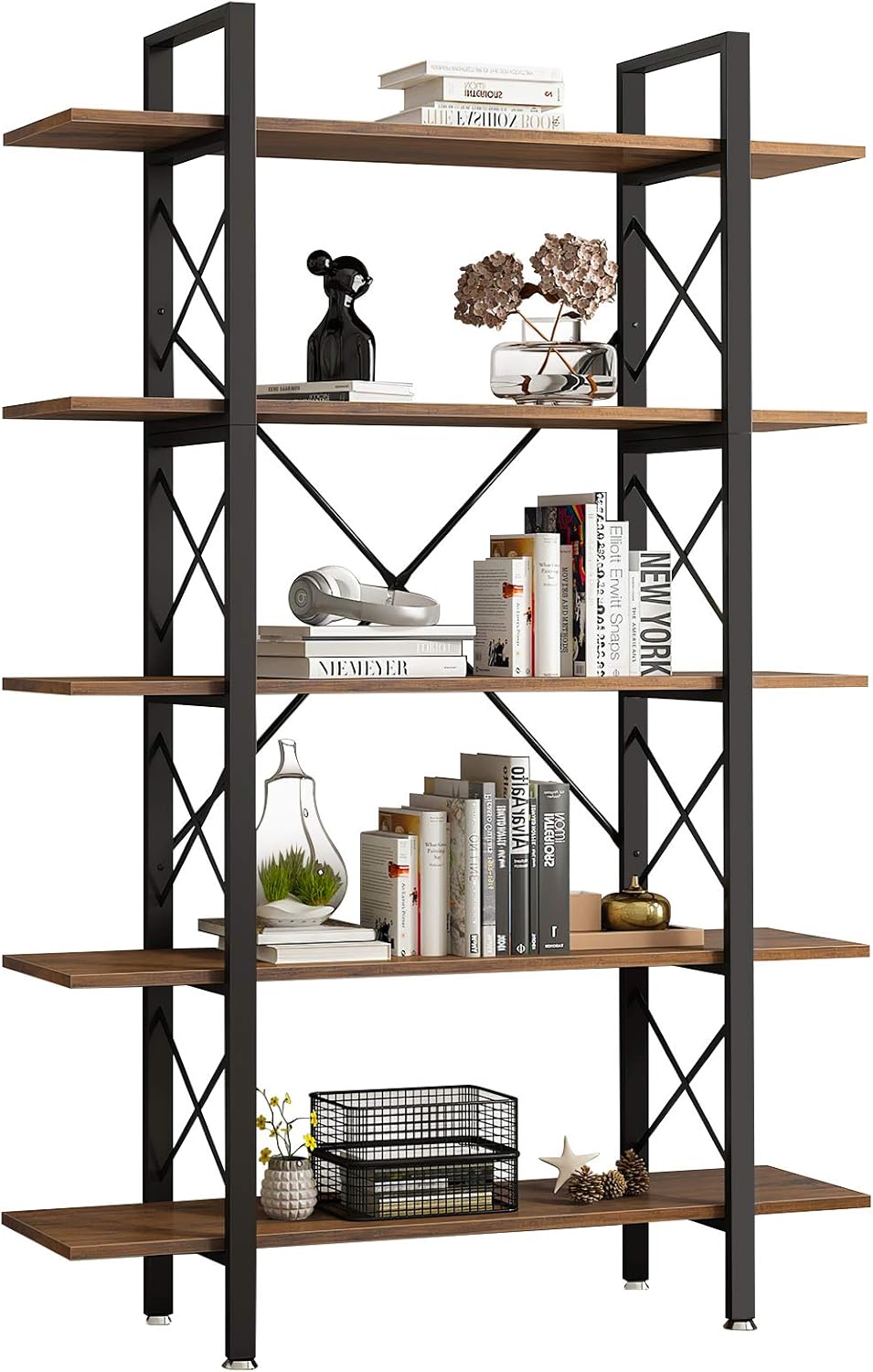 YITAHOME 5 Tier Bookshelf, Open Freestanding 5 Shelf Bookcase 5 Tier Storage Shelf for Display and Collection
