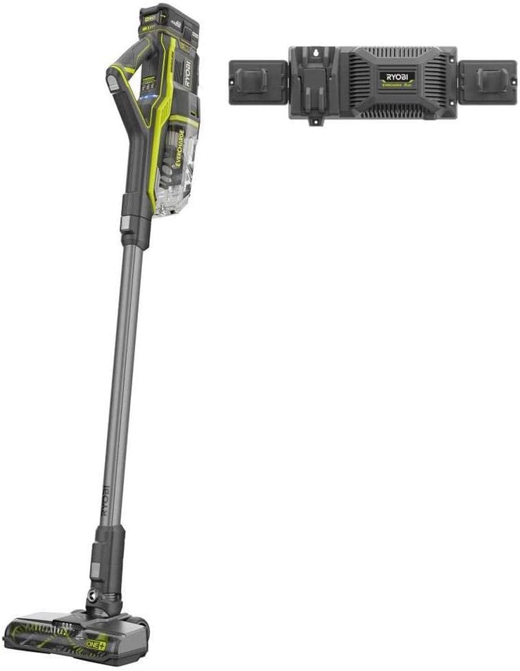 RYOBI 18-Volt ONE+ Brushless Stick Vacuum Cleaner Kit w/ 4.0 Ah Lithium-Ion High Capacity Battery and EVERCHARGE Rapid Charger