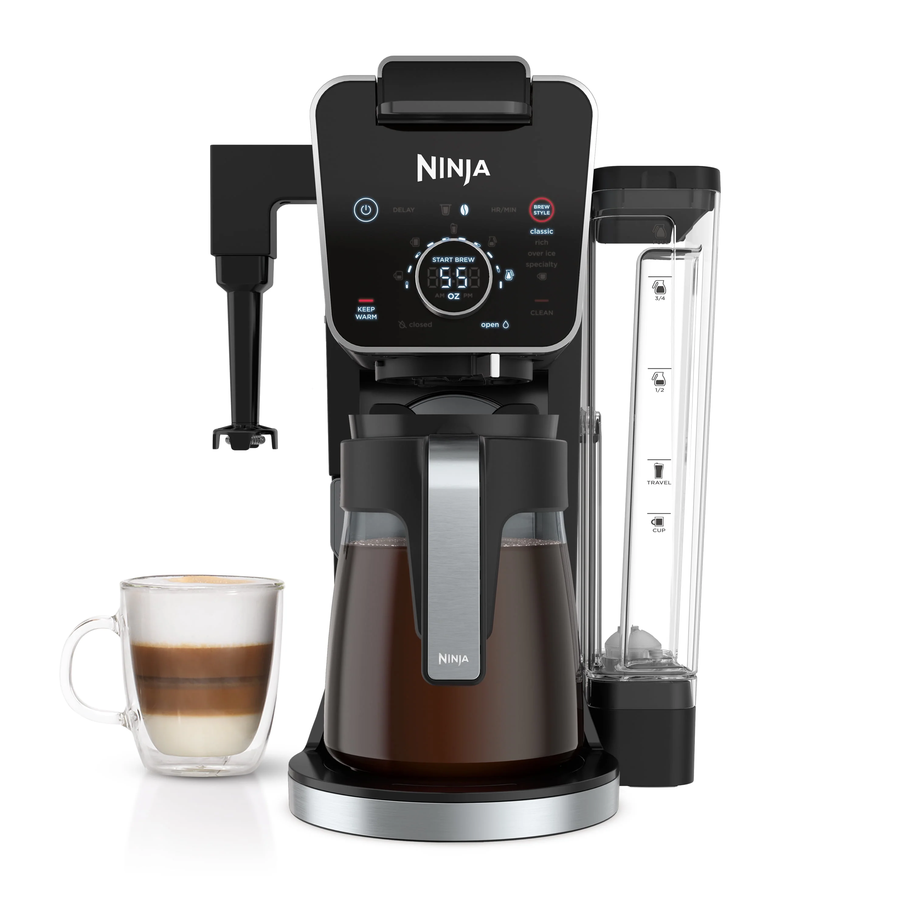 Ninja庐 CFP300 DualBrew Specialty Coffee System, Single-Serve, K-Cup Pod Compatible, 12-Cup Drip Coffee Maker, Glass Carafe