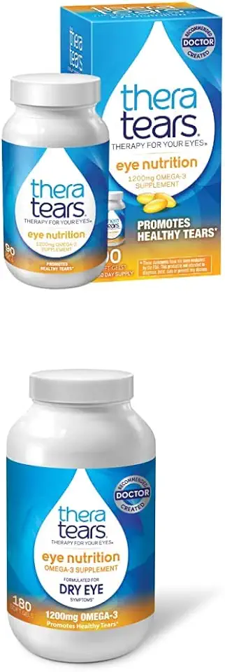 TheraTears 1200mg Omega 3 Supplement for Eye Nutrition,Organic Flaxseed Triglyceride Fish Oil & VIT E