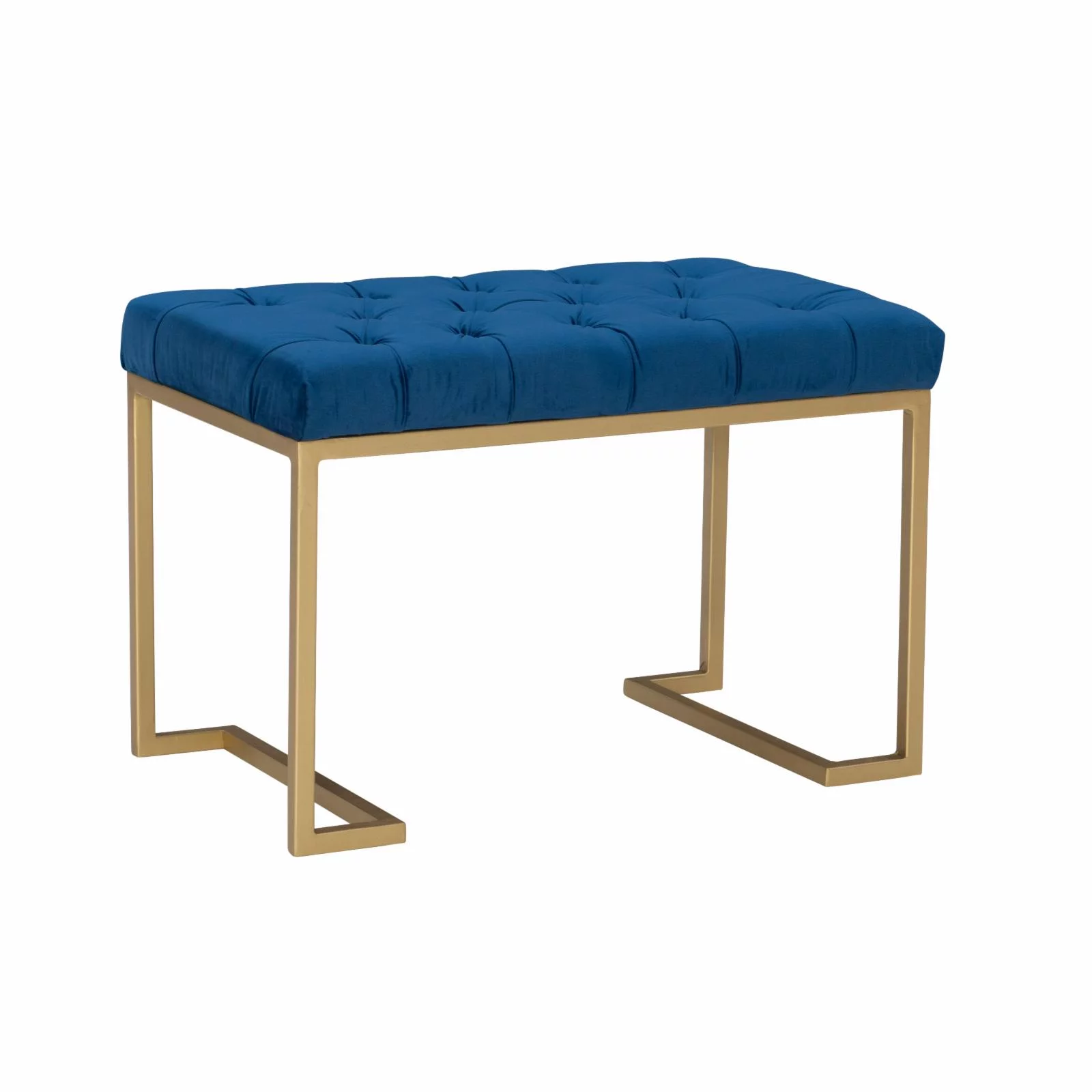 Powell Baileigh Bench - Gold with Navy Velvet Fabric - Curated Treasures Market