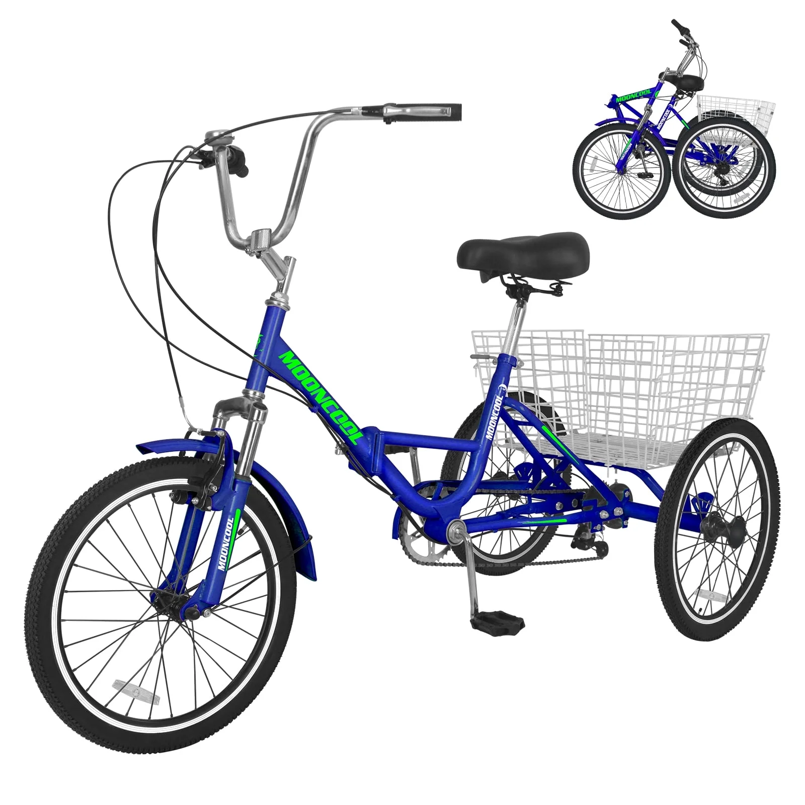 Docred Folding Tricycle for Adults, 20 Inch 7-Speed Trike, 3 Wheels Foldable Bicycle for Adults - Curated Treasures Market