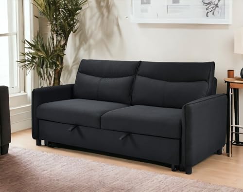 3 in 1 Convertible Sleeper Sofa Bed, Modern Fabric Loveseat Futon Sofa Couch Pullout Bed, Small Love Seat Lounge Sofa w/Reclining Backrest