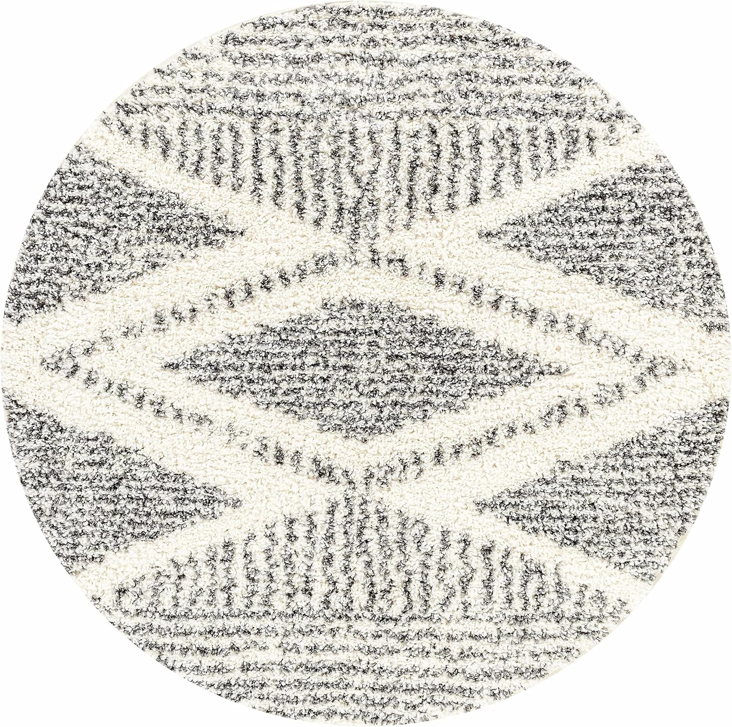 Hauteloom Trunding Moroccan Farmhouse Living Room Bedroom Shaggy Round Area Rug - Bohemian Shag Rug - Plush High Pile