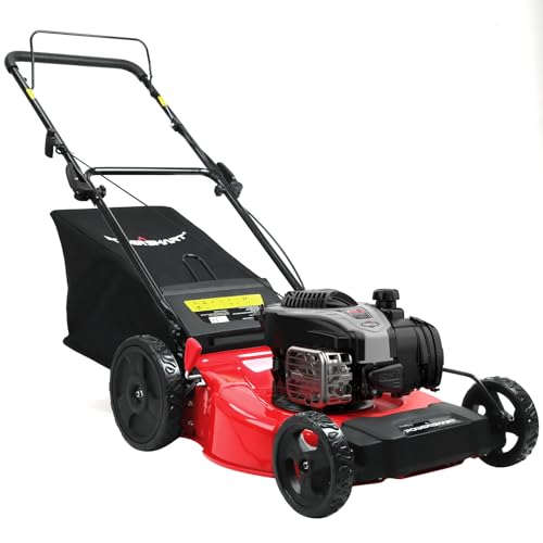 PowerSmart Gas Lawn Mower with Briggs and Stratton EX550 140cc Engine, ReadyStart System 21-Inch Steel Deck 3-in-1 Mulch, Bag, Side Discharge
