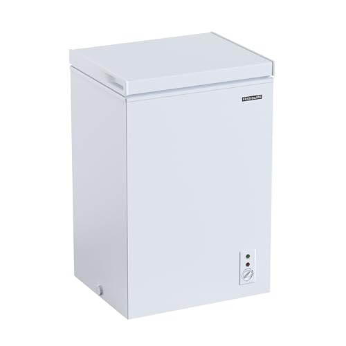 FRIGIDAIRE EFRF7003-BLACK Chest Deep Freezer, 7 Cu. Ft, Black Adjustable Thermostat-Removable Vinyl Coated Wire Basket-Easy Defrost Drain