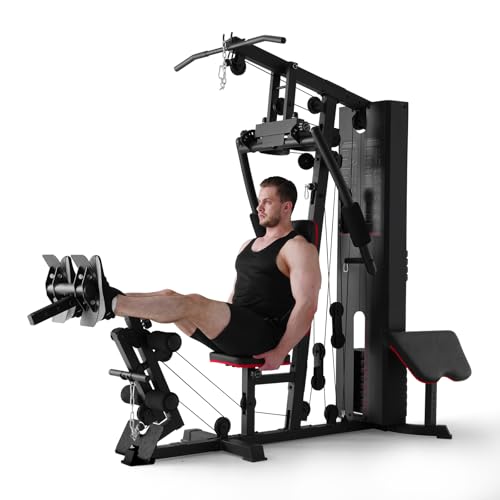 Mikolo Home Gym, Workout Station with 150LBS Weight Stack, Multifunctional Home Gym Equipment, Exercise Equipment for Full Body Strength Training