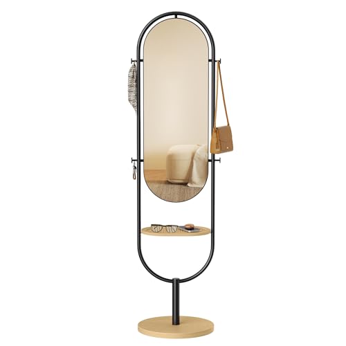 SONGMICS Full-Length Floor Mirror, 3-in-1, Modern Standing Full Body Mirror, Inspired by Original Award-Winning Design, 16.5 x 18.9 x 68.9 Inches
