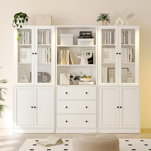 TUSY 71" Bookshelf Bookcase, 3-Tier Modern Bookshelves 3 Large Drawer, Wood Filing Cabinet with Open Storage Shelf
