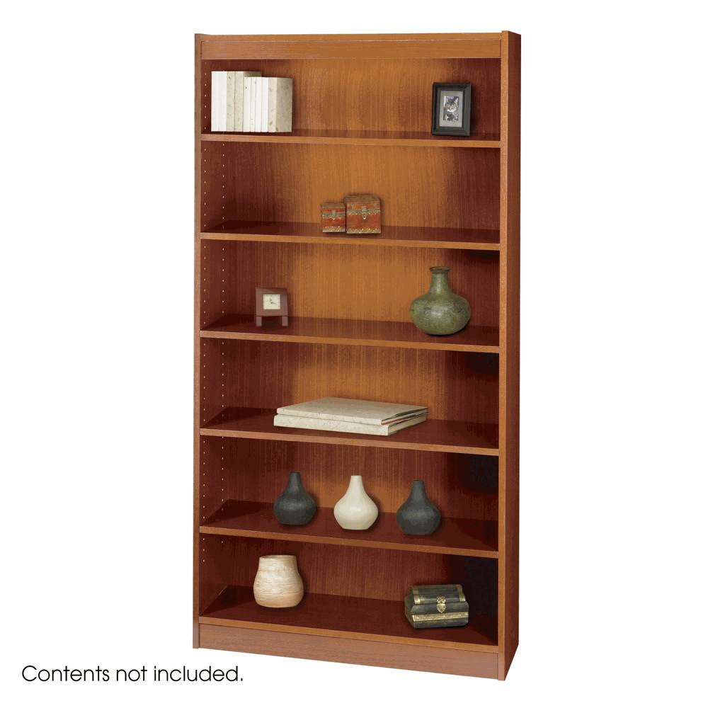 Safco 6-Shelf Reinforced Square-Edge Veneer Bookcase, Cherry [Kitchen]