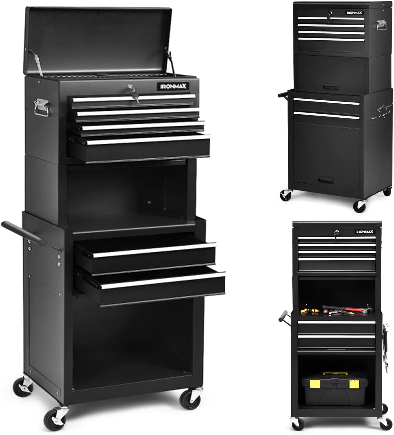 ERGOMASTER 6-Drawers Rolling Tool Chest Cabinet High Capacity Tool Storage Cabinet with Wheels and Locking System