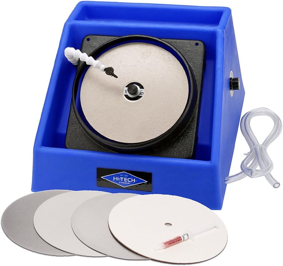 Hi-Tech Diamond 8" Slant Cabber | Glass Crystal Grinding Polishing Lap Machine | Includes Accessory Kit