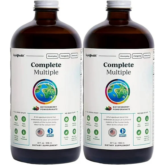 LIQUIDHEALTH Liquid Multivitamin Natural Immune Support Supplement for Adult Men & Women, 32 Fl. Oz. 2-Pack - Kansas Nuitrition - HNZSDS