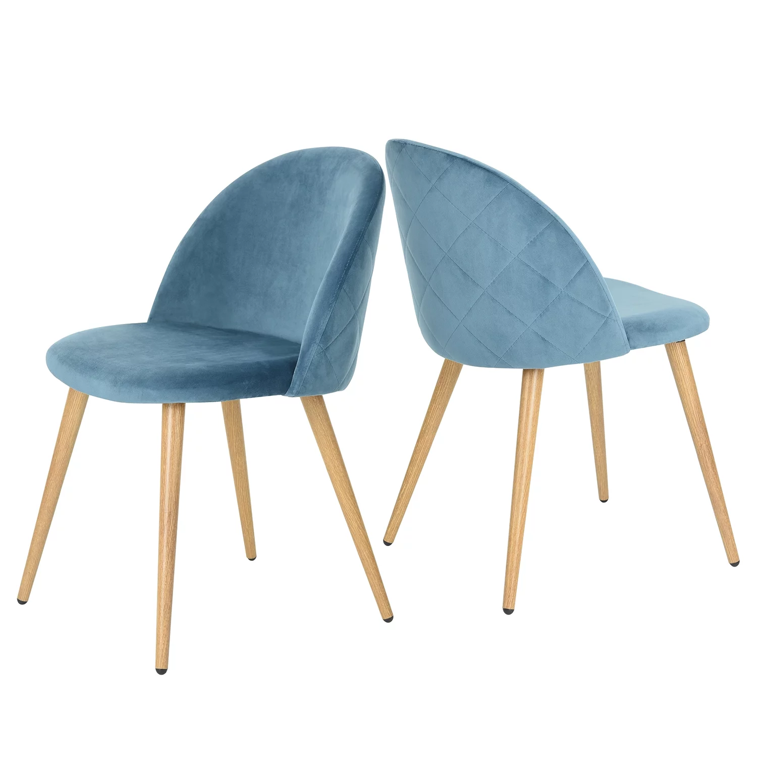Homy Casa Velvet Dining Chairs Set of 2 with Backrest for Kitchen, Blue