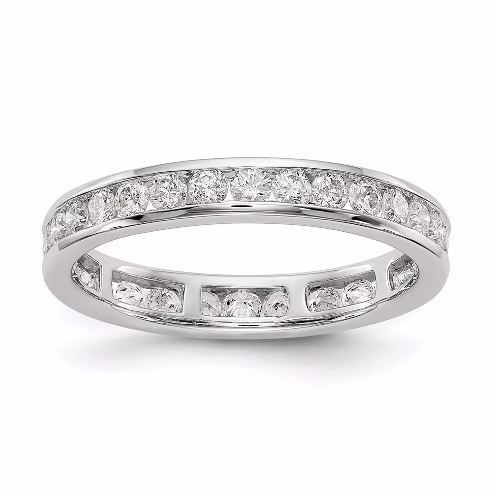 Auriga 14k White Gold Lab Grown Diamond Polished 1ct Channel Set Eternity Band for Women Size-4