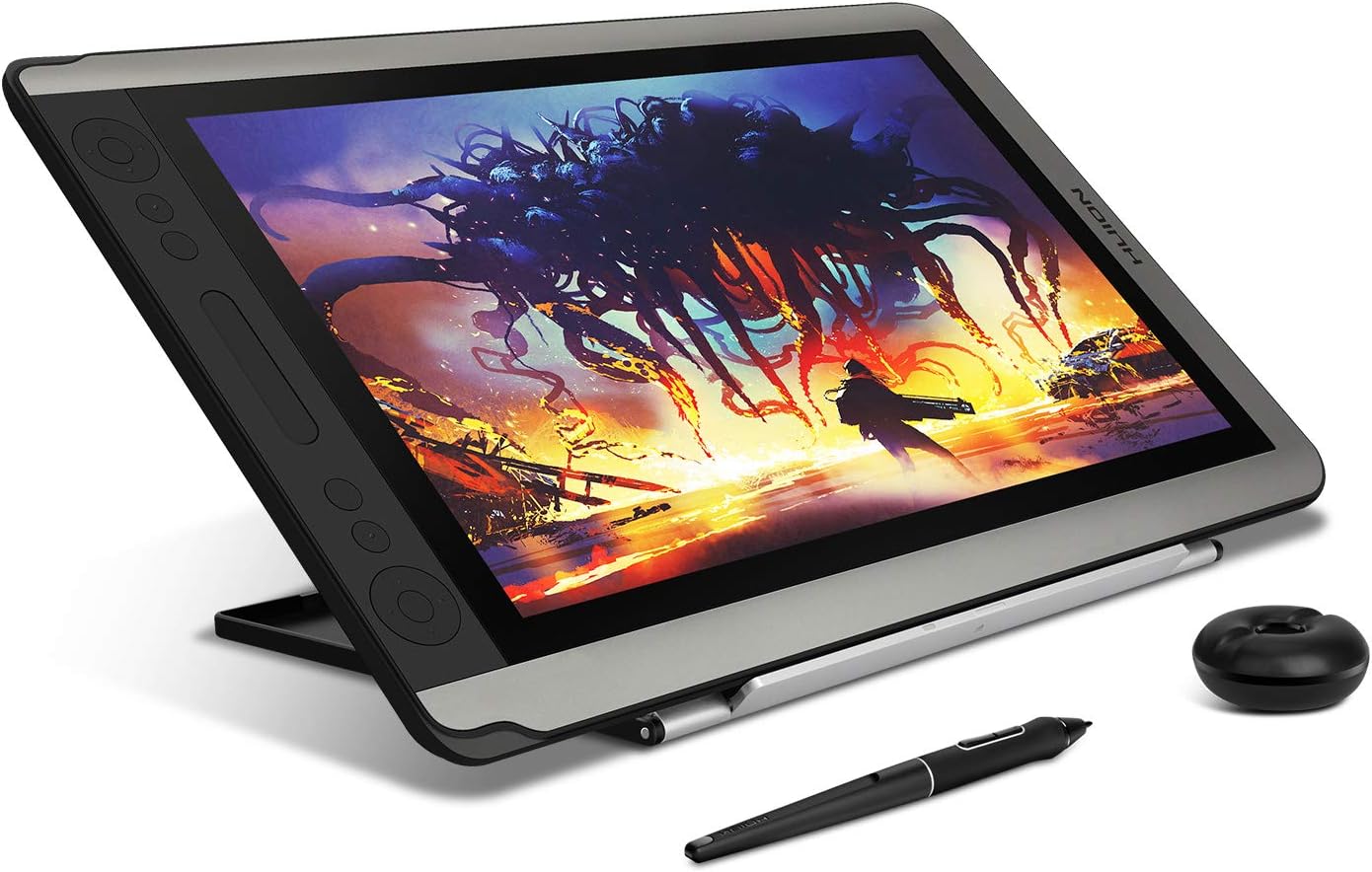 HUION KAMVAS 16 Digital Drawing Tablet with Screen Graphics Pen Display with Battery-Free Stylus Tilt 14 Press Keys Touch Bar Adjustable Stand for