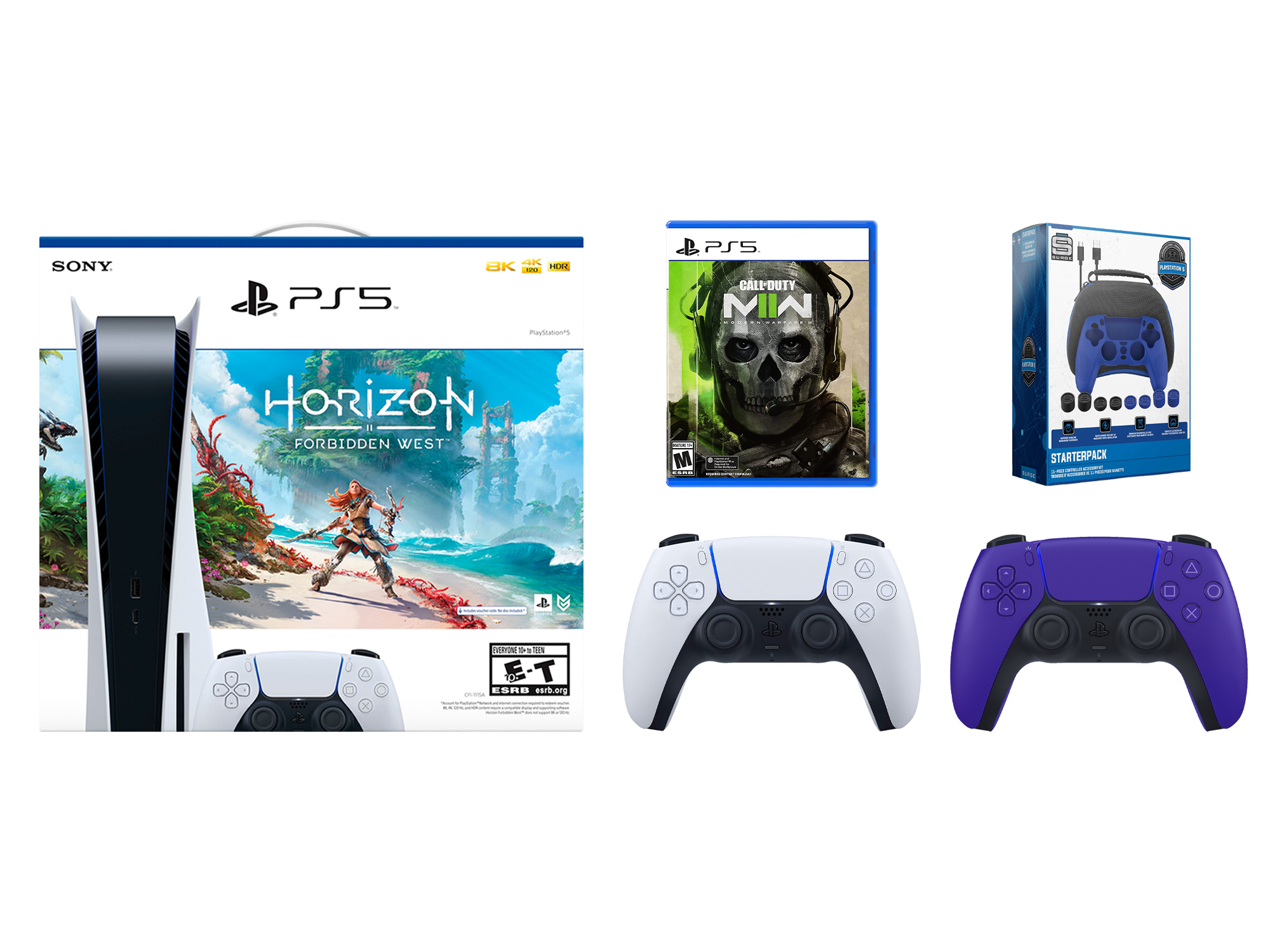 Sony Playstation 5 Disc Horizon Forbidden West Bundle with Extra Galactic Purple Controller