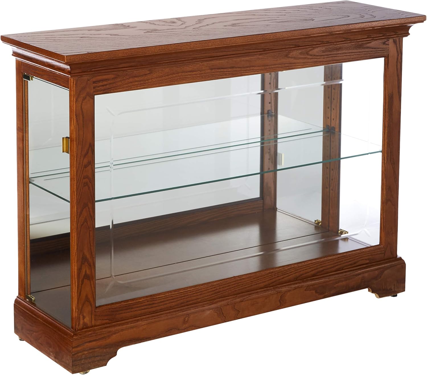 Howard Miller Burrows Console Curio Cabinet 680-535 – Golden Oak Finish, Home Decor, One Glass Shelf, Two Level Display Case