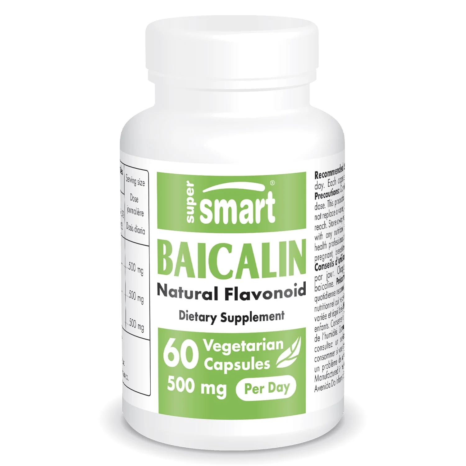 Supersmart - 90% Baicalin 500mg per Day (Scutellaria Baicalensis) - Chinese Skullcap Extract Supplement | Non-GMO & Gluten Free